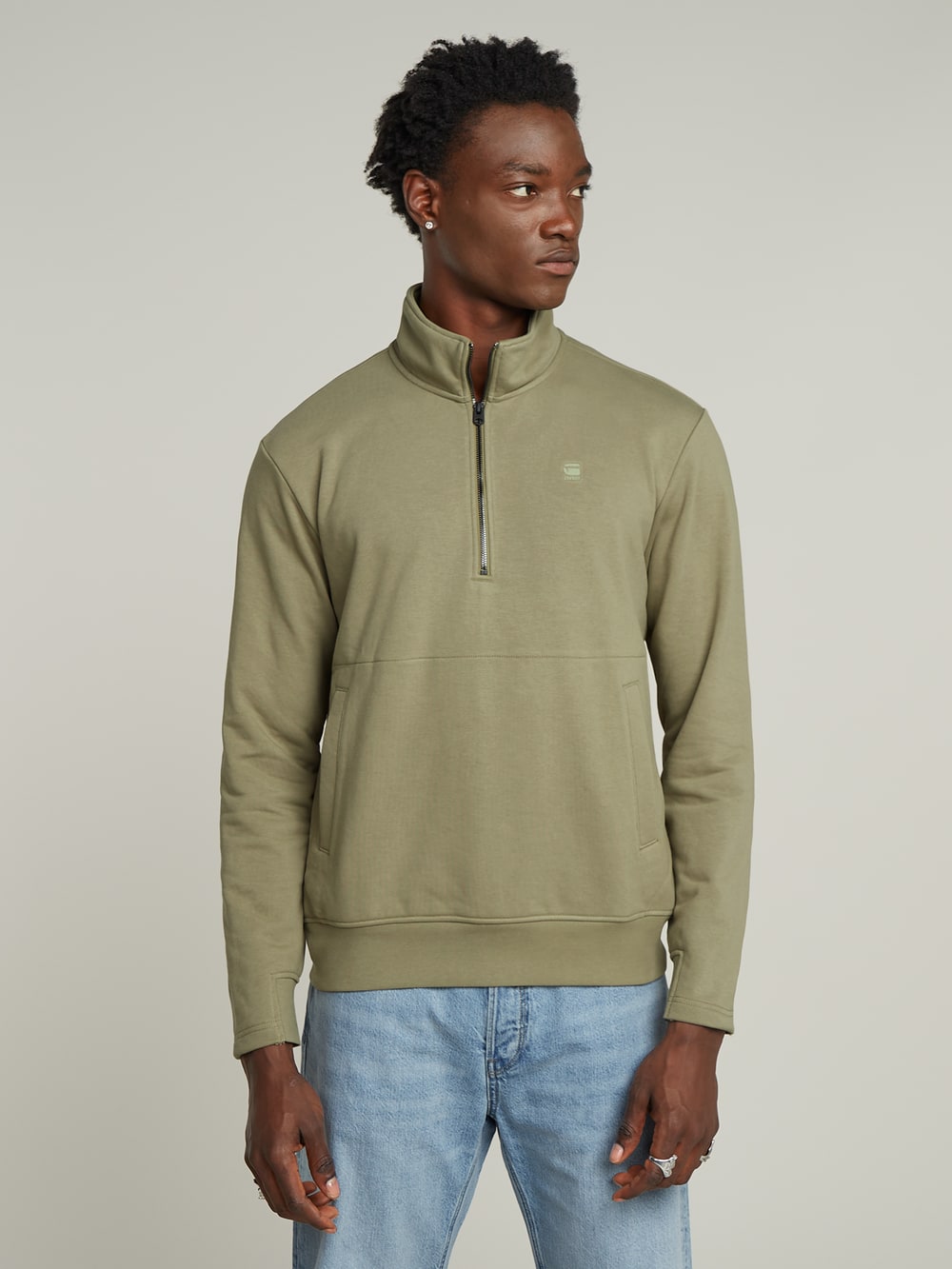 送料込★G-Star★Label Badge ハーフジップスウェットシャツ g-star-half-zip-sweater-label-