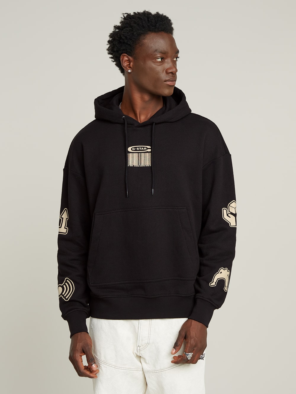 Mixed Woven Cargo Hooded Sweater | ブラック | G-STAR® JP
