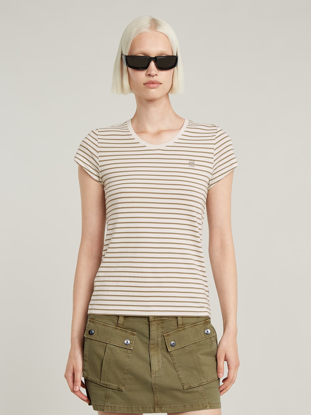 売れ筋商品|||ジースター Tシャツ レディース トップス EYBEN SLIM - Basic T-shirt - white Eyben Slim V-Neck Top | ホワイト | G-STAR® JP