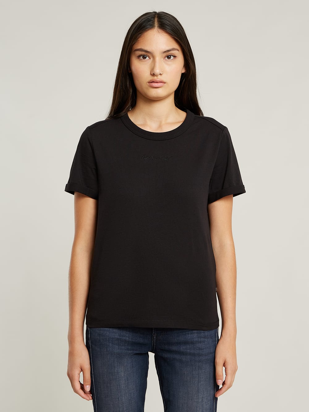 Mini G-Script Logo Overdyed Top | ミディアムブルー | G-STAR® JP