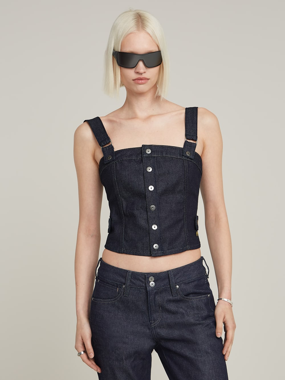 Bustier Top Detachable Straps | ダークブルー | G-STAR® JP