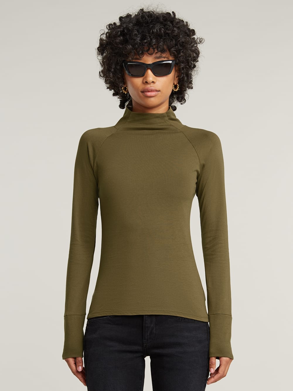 Lecite Slim Turtle Neck Top Green G STAR SE