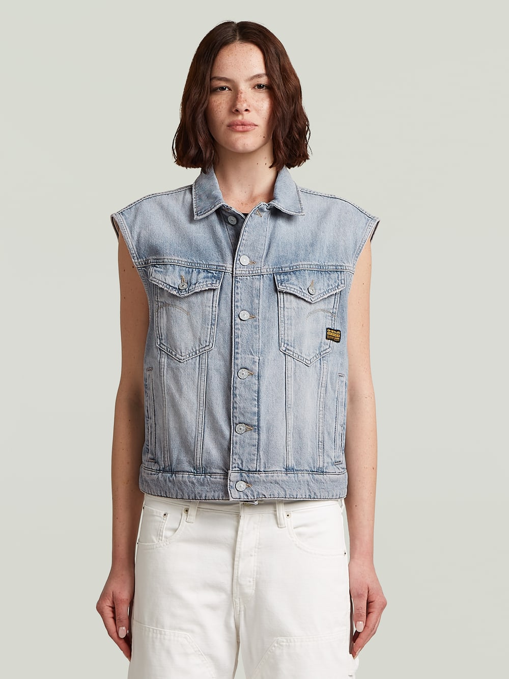 通販 Shrunken Denim Vest | Medium blue | G-STAR® US ジャケット・アウター