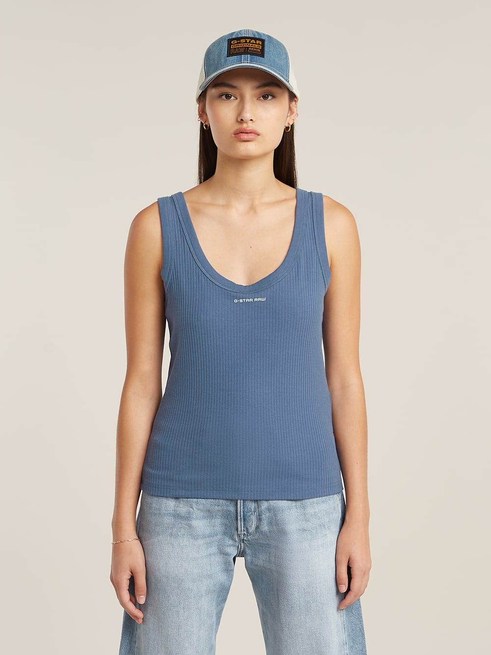 送料込★G-Star★Asymmetrical Zip Slim ノースリーブTシャツ Asymmetrical Zip Slim Tank Top | ベージュ | G-STAR® JP