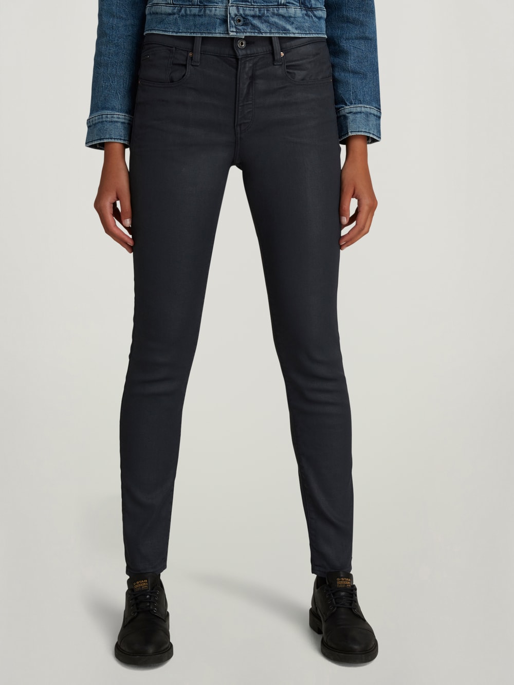 G star wax coated jeans top