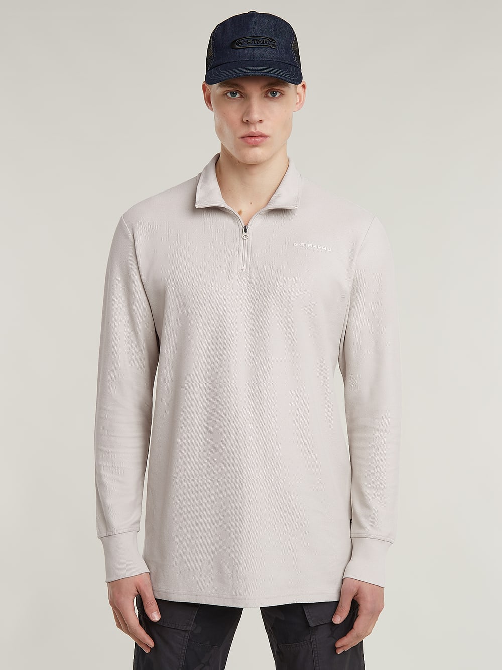 Checquard Tweeter Half Zip | White | G-STAR® HK