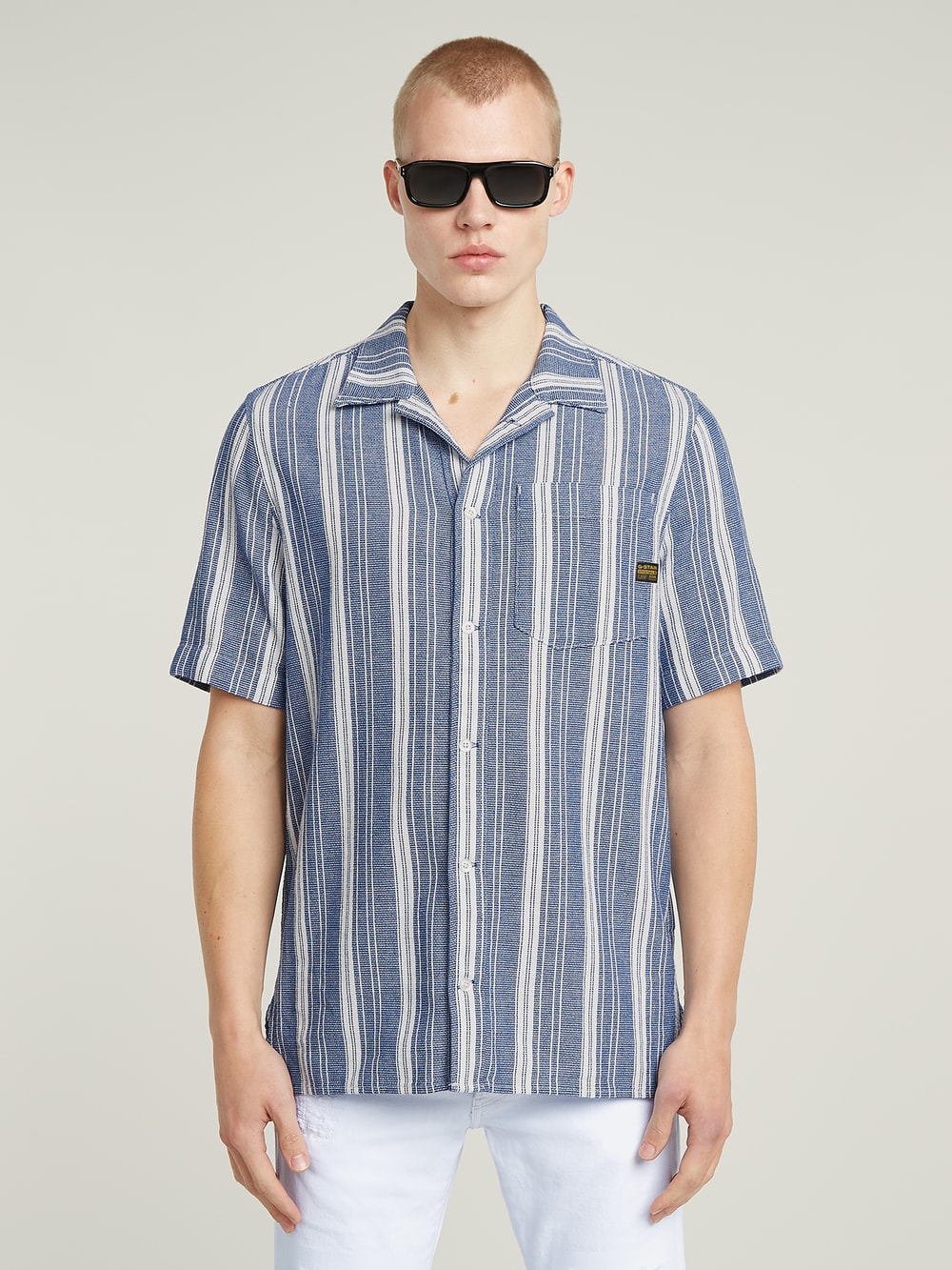 Slanted Double Pocket Shirt | Light blue | G-STAR® US