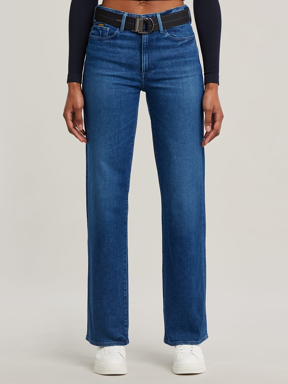 パンツ LASER PROCESSED 5P STRAIGHT DENIM PANTS Dezsed Women's High Waist Denim Jeans Cotton Trim Long Pants