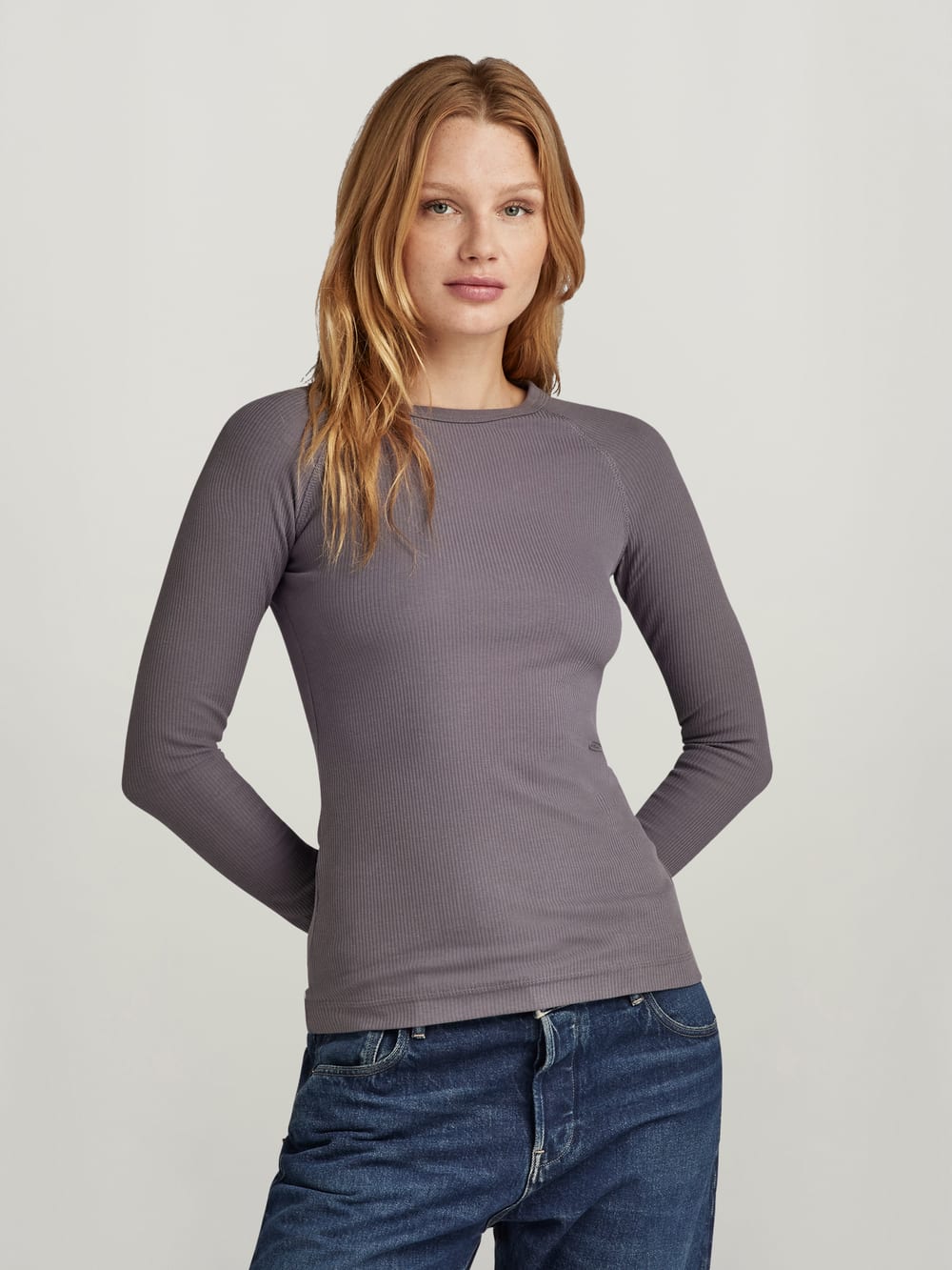 Slim Rib Mock Top | Beige | G-STAR® US Slim Rib Mock Top | Beige | G-STAR® US