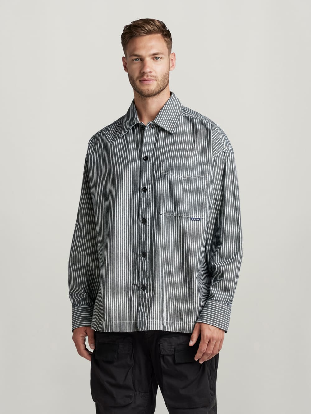 ★GLOWNY★ WILLY BOXY SHIRT (3 Colors) MUSINSA | GLOWNY WILLY BOXY SHIRT (BEIGE STRIPE)