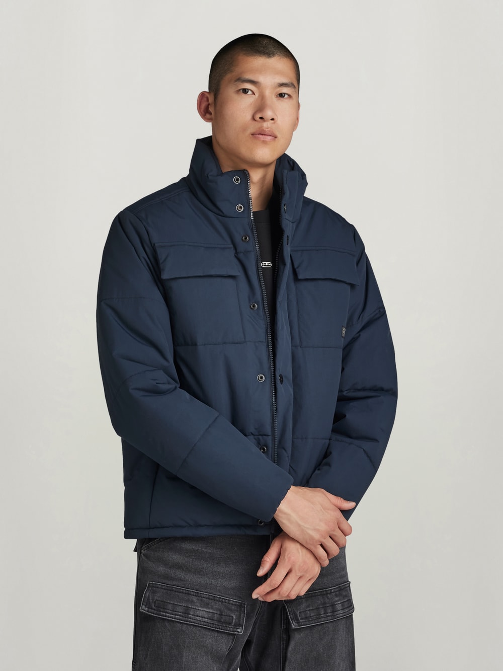 ジャケット・アウター PROFESSIONAL PADDED SETUP (NAVY) Padded Jacket C+ Plus Size Men