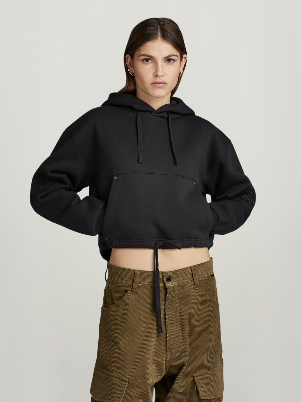 Oversized Cropped Hoodie Beige G STAR CA
