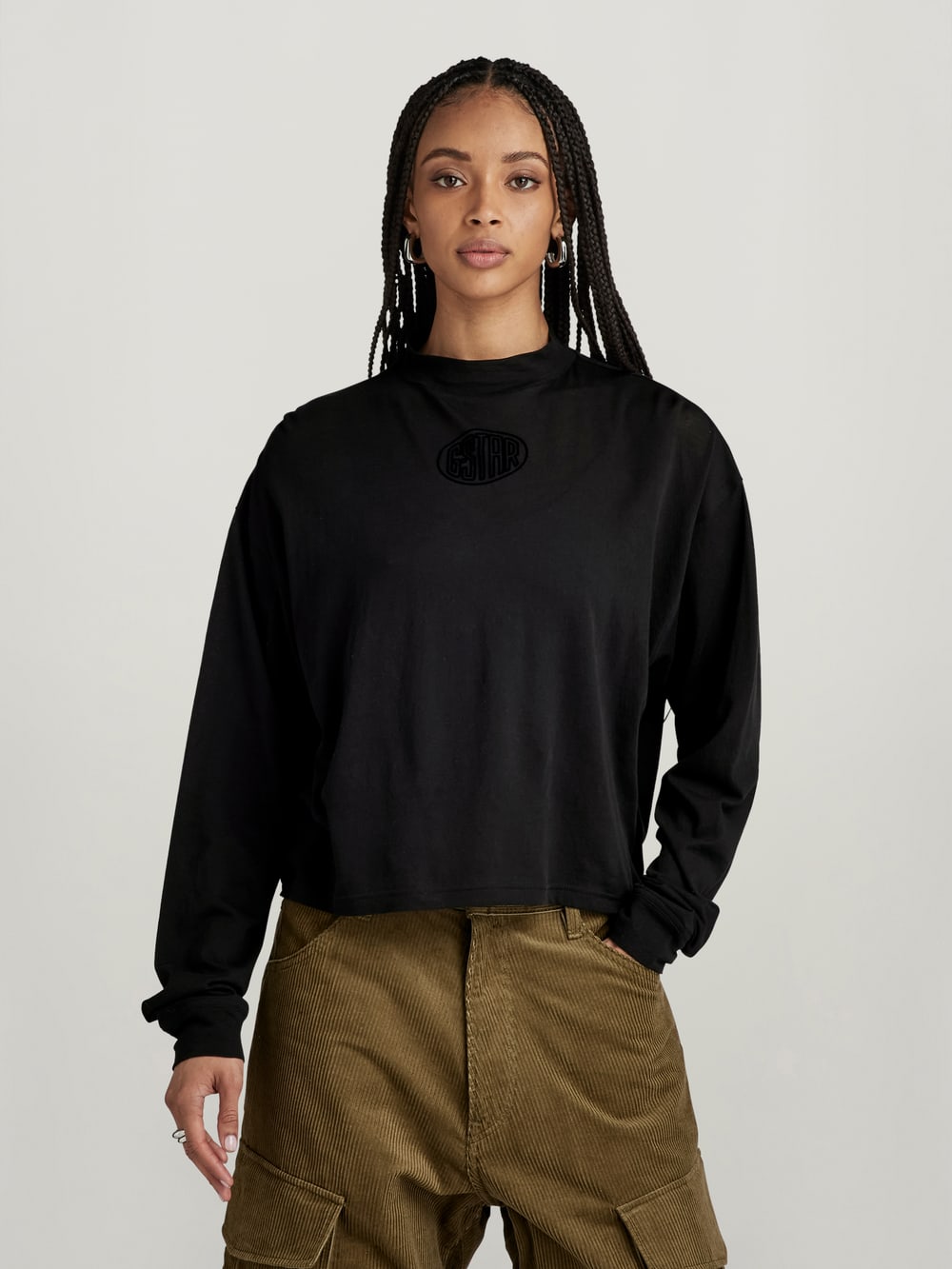 Asymmetric Zip Cropped Slim Mock Top | Black | G-STAR® ZA