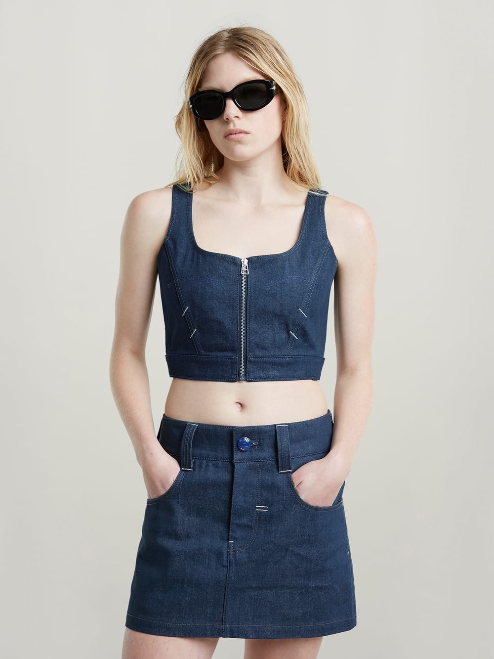 セール】SHRUNKEN DENIM VEST/デニムベスト/セットアップ可能