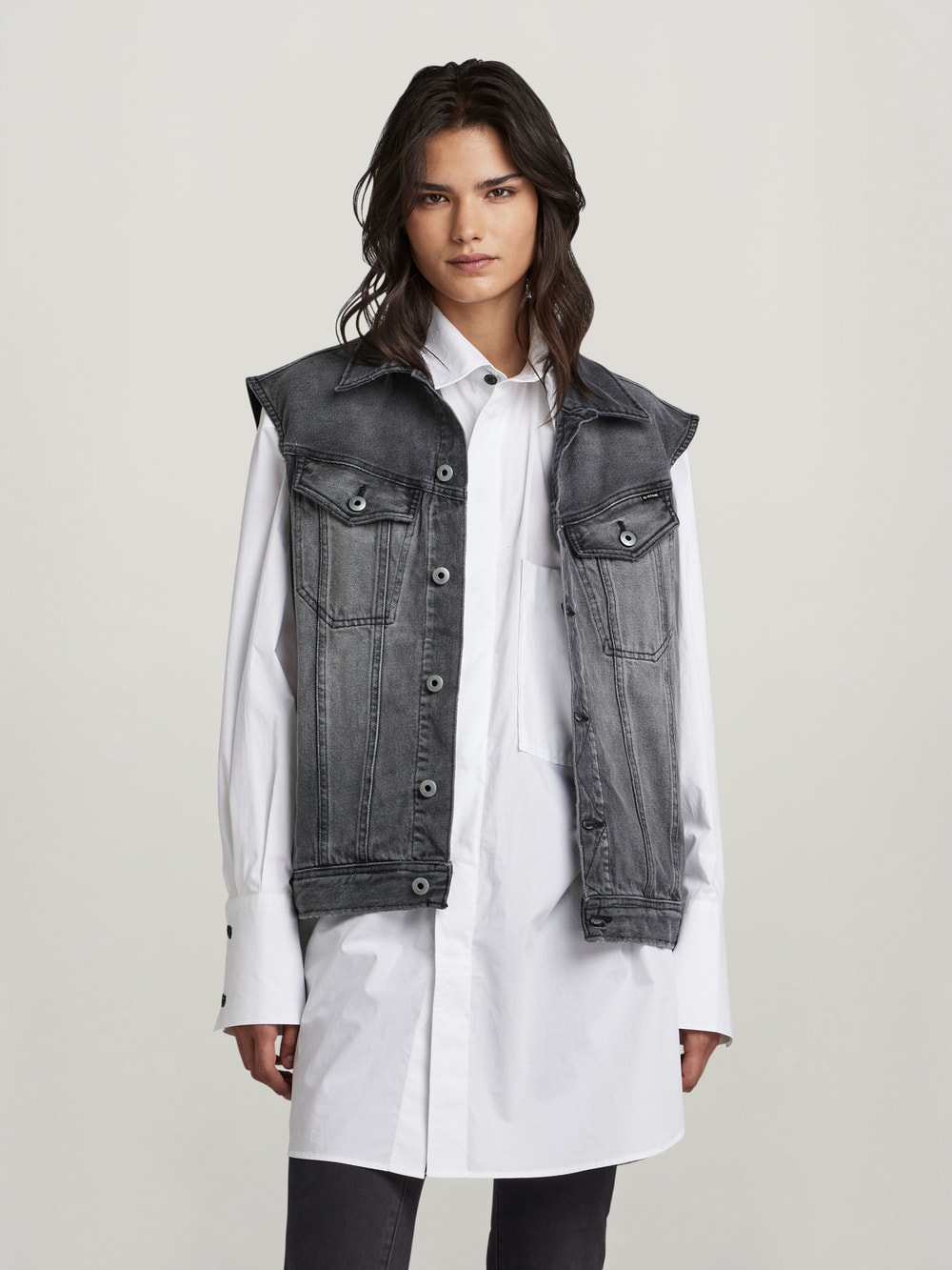 【信頼】 Denim Shrunken Vest ES G-STAR® | blue Medium | ジャケット・アウター