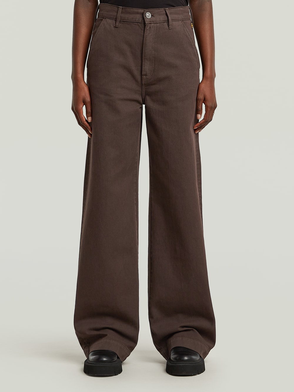 ANOGH アノフ/HIGH WAIST JQD PANTS (BROWN) Bardot Women's Halifax Slim Flare Pants, Chocolate, Brown
