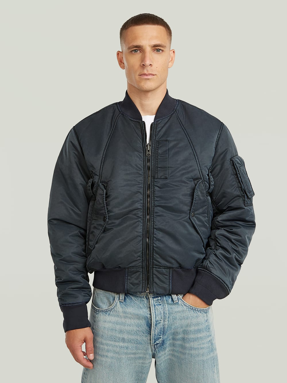 Men's Leather Blouson Jacket | Grey | G-STAR® US