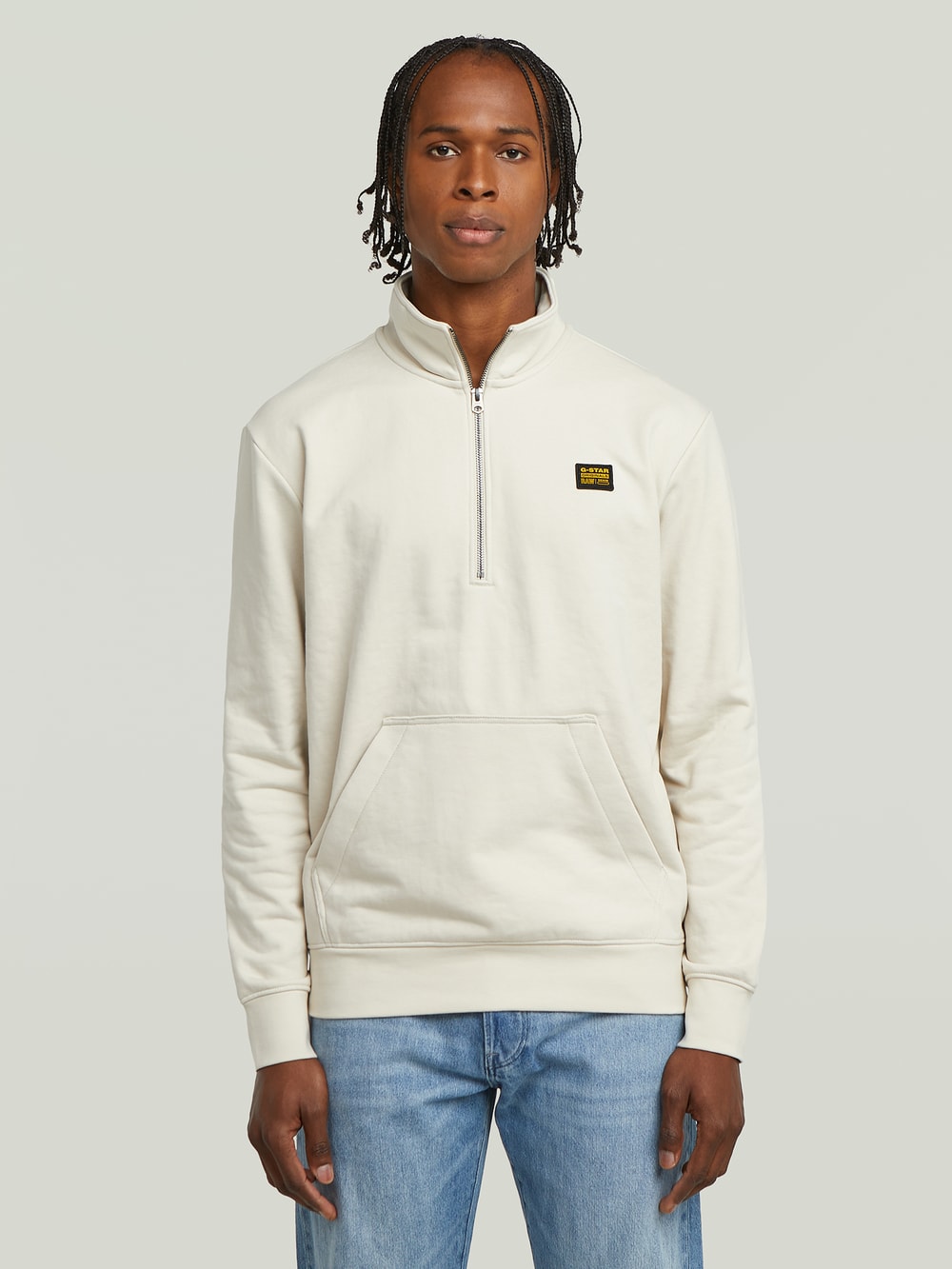 送料込★G-Star★Label Badge ハーフジップスウェットシャツ Half Zip Sweater Label Badge | ホワイト | G-STAR® JP