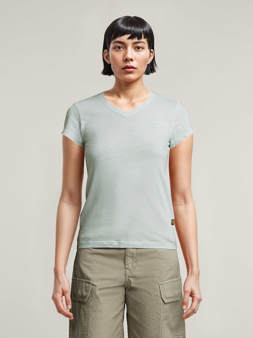 Eyben Slim V-Neck Top | ホワイト | G-STAR® JP