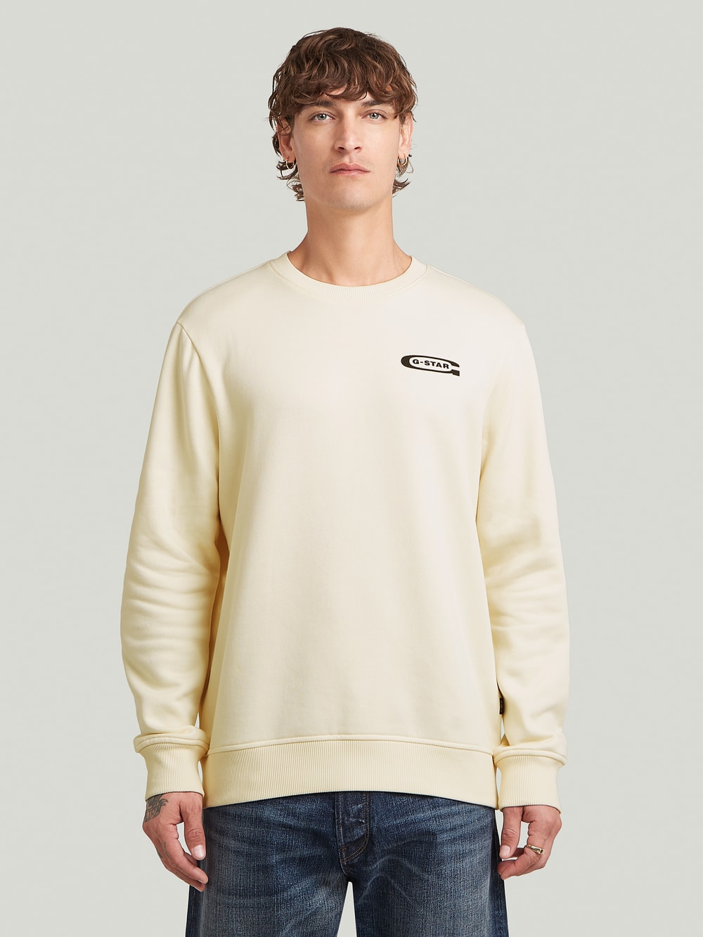 Stacked Old Skool Logo Sweater | Black | G-STAR® TW