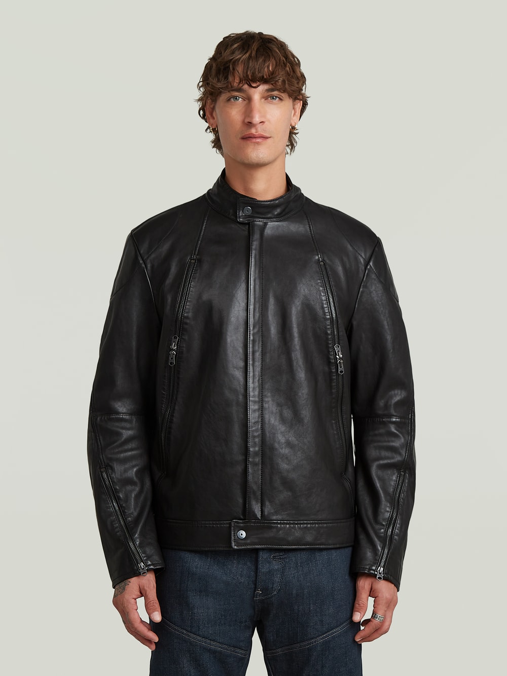 値下げ！G-Star RAW プレミアムレザー M ブラック ボンバージャケット G-Star RAW プレミアムレザー M ブラック ボンバージャケット