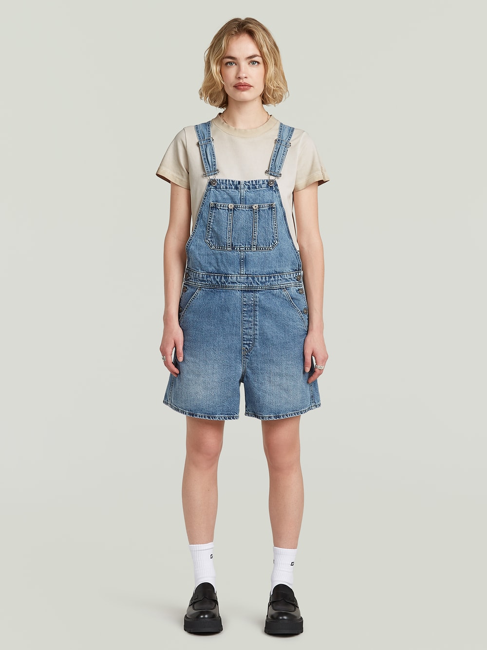 NEW G-Star Raw ジースター BRONSON SHORT JUMPSUIT Blue G Star Raw Women Blue V Neck Loose Fit Bronson Short