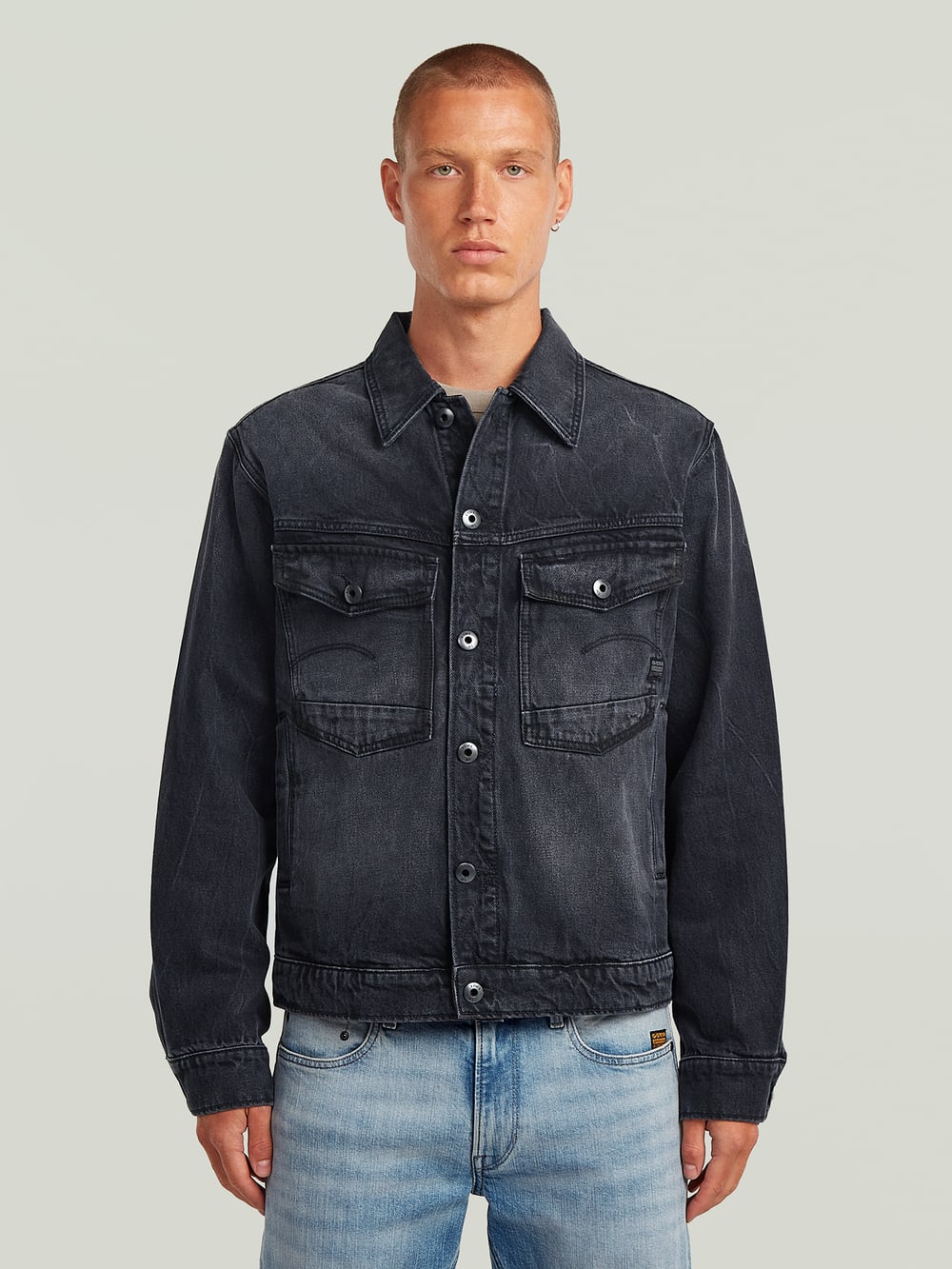 G-STAR 光沢　デニムジャケット　ブラックデニム G-STAR 光沢 デニムジャケット ブラックデニム Men's Jean Jackets