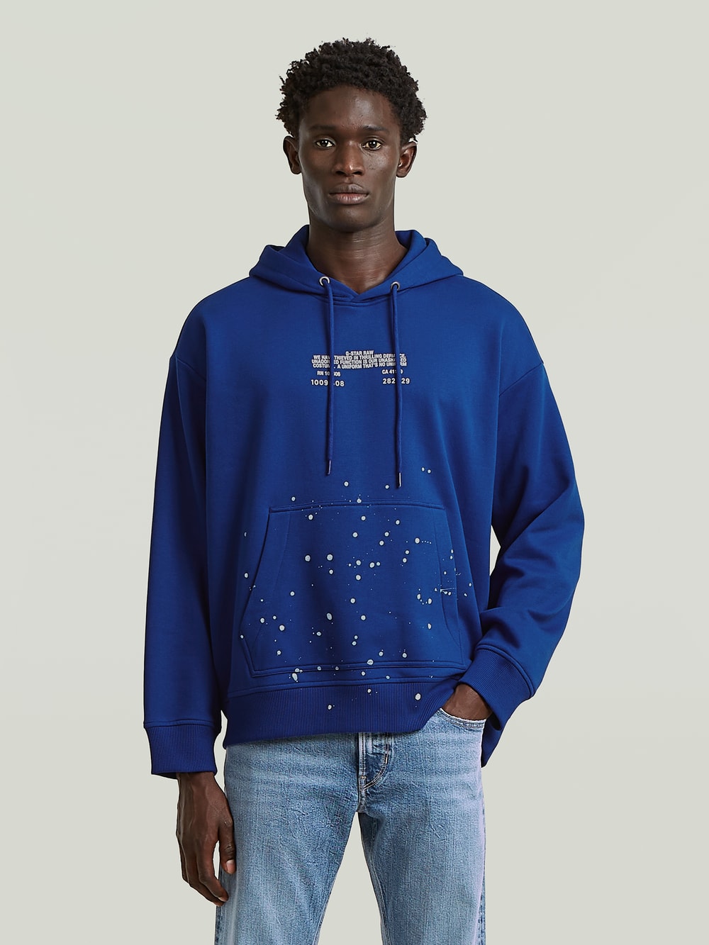 Text Splatters Relaxed Hoodie Sweater | Medium blue | G-STAR® CA