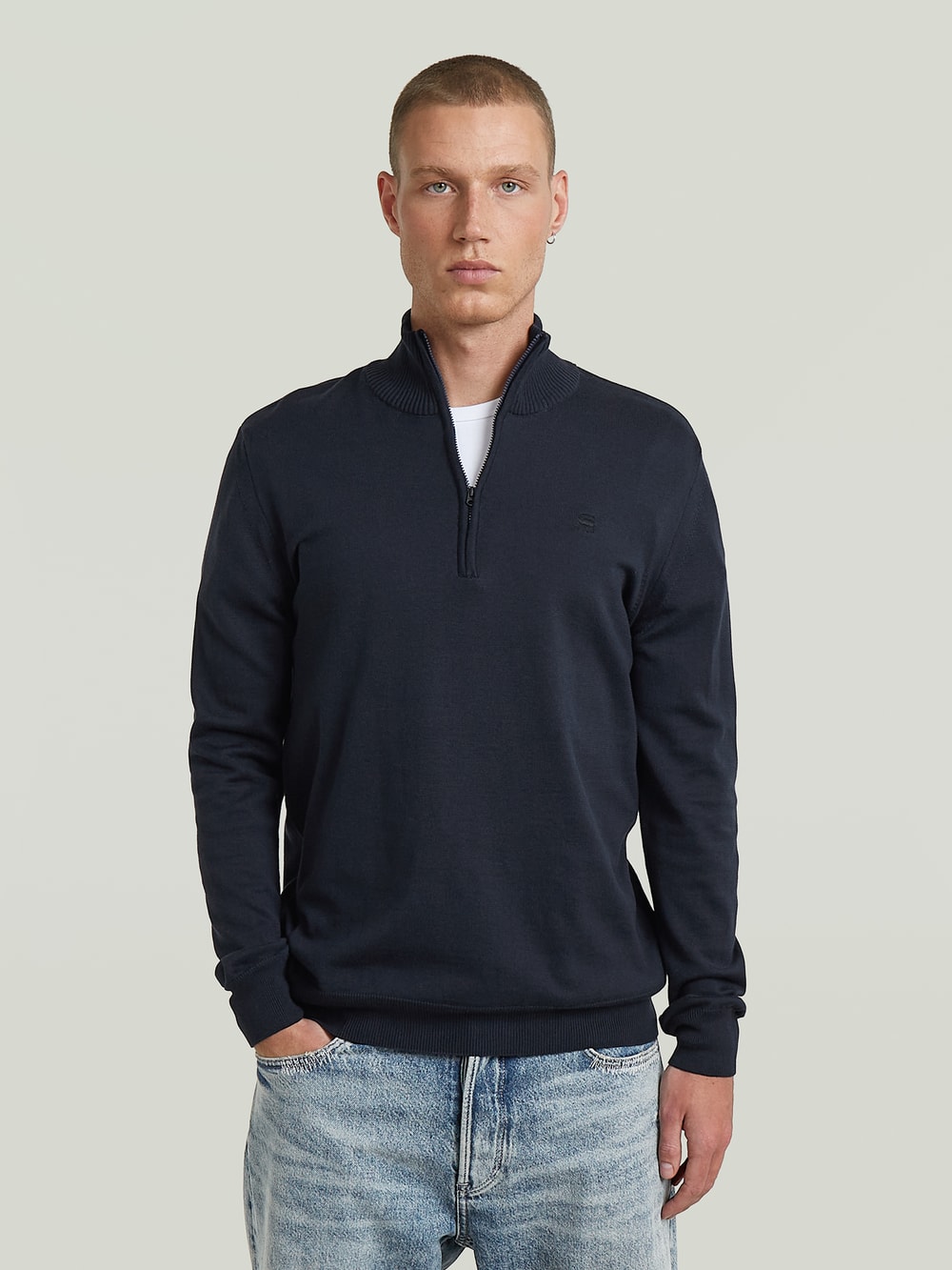 Essential Half Zip Knit | Beige | G-STAR® US