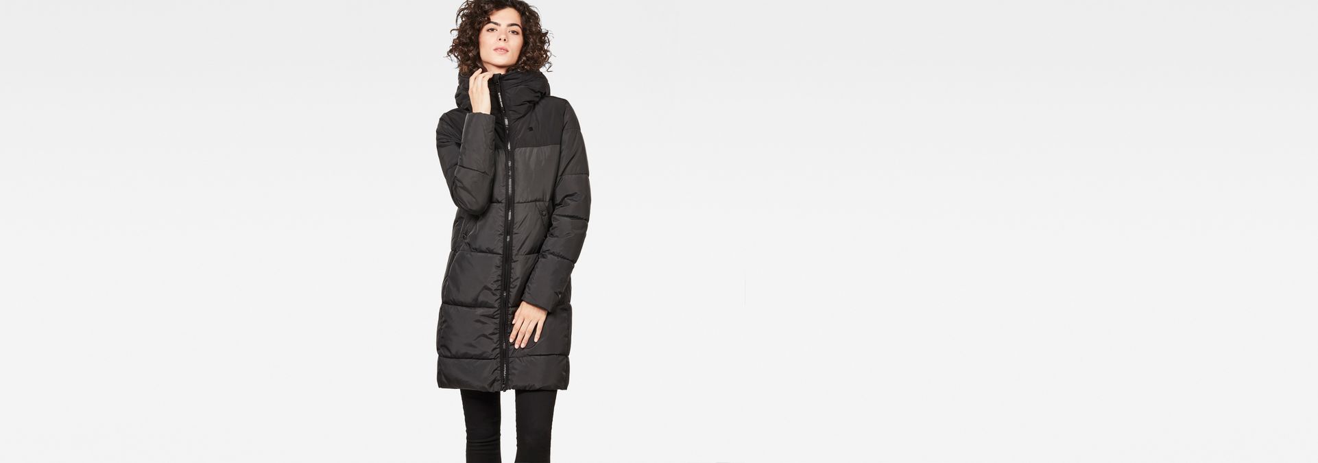 whistler hooded quilted slim long coat