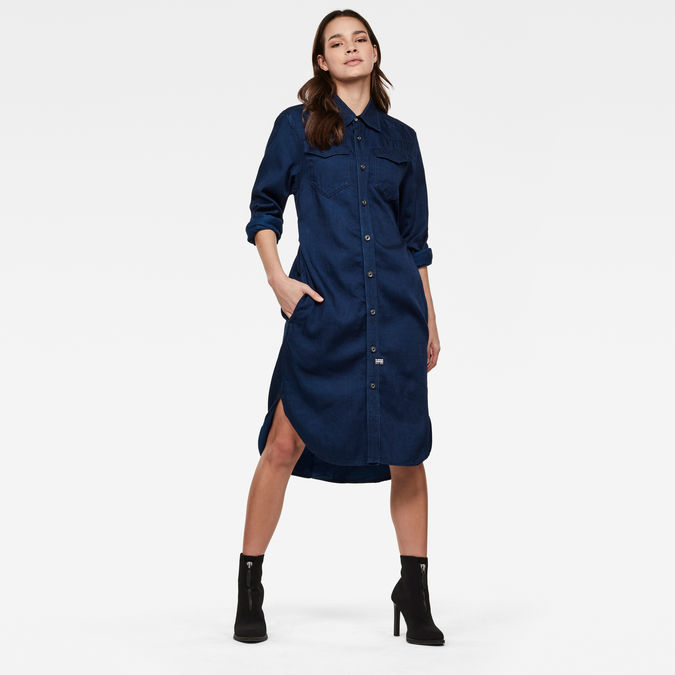 dark blue shirt dress